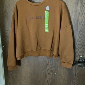 NWT Primark Women’s Cropped Chestnut Brown Sweatshirt - Size 8-10